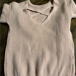Pink Knit Sweater with Crisscross back